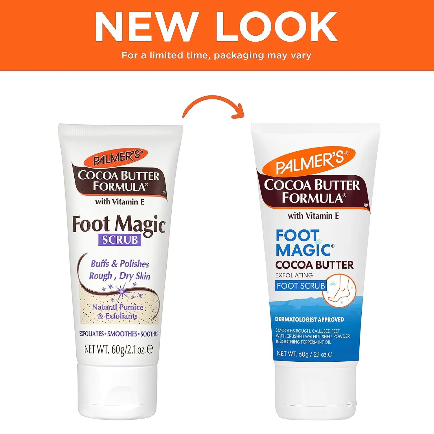 Cocoa Butter Formula Foot Magic Exfoliating Foot Scrub with Vitamin E, Use with Foot Scrubber for Pedicure, for Dry, Cracked Feet, 2.1 Ounce