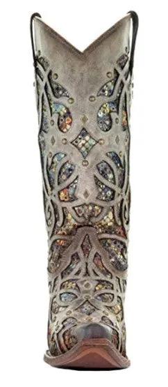 Corral C3409 Taupe Glitter Inlay & Studs Cowboy Boots