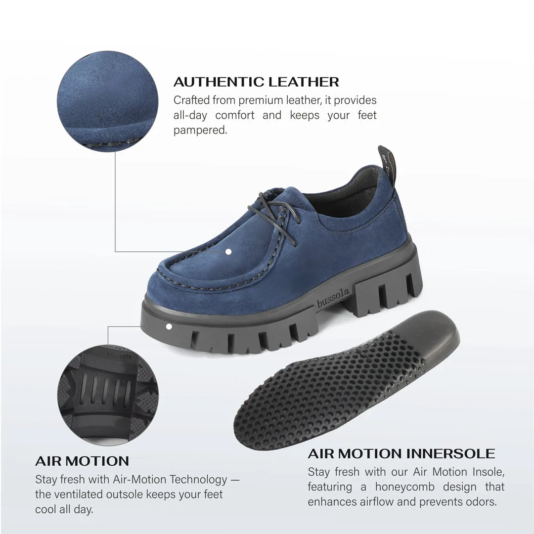 Corvara Lugged Laceup Moccasins (Navy)