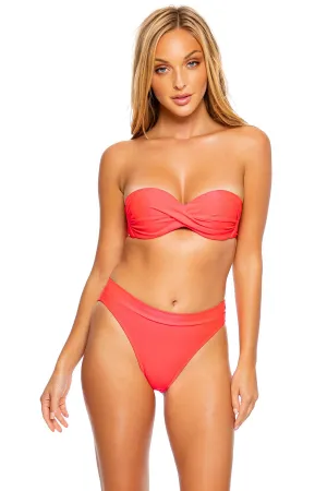 COSITA BUENA - Underwire Push Up Bandeau Top & High Leg Banded Waist Bottom • Bombshell Red