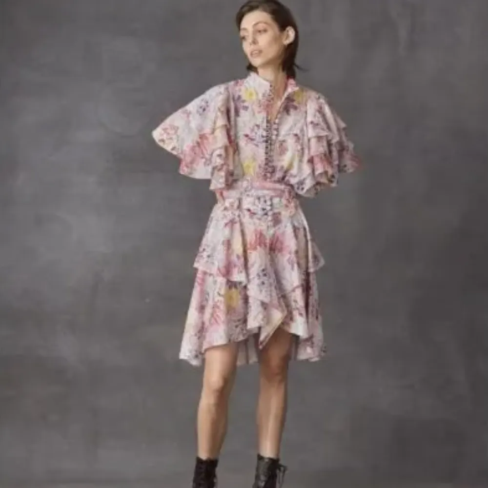 Cotton Linen Ruffled Mini Dress
