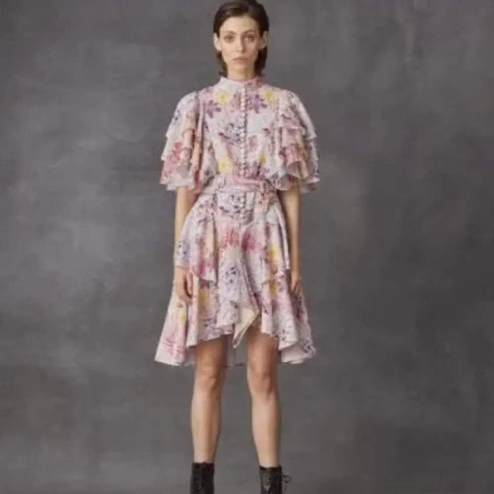 Cotton Linen Ruffled Mini Dress
