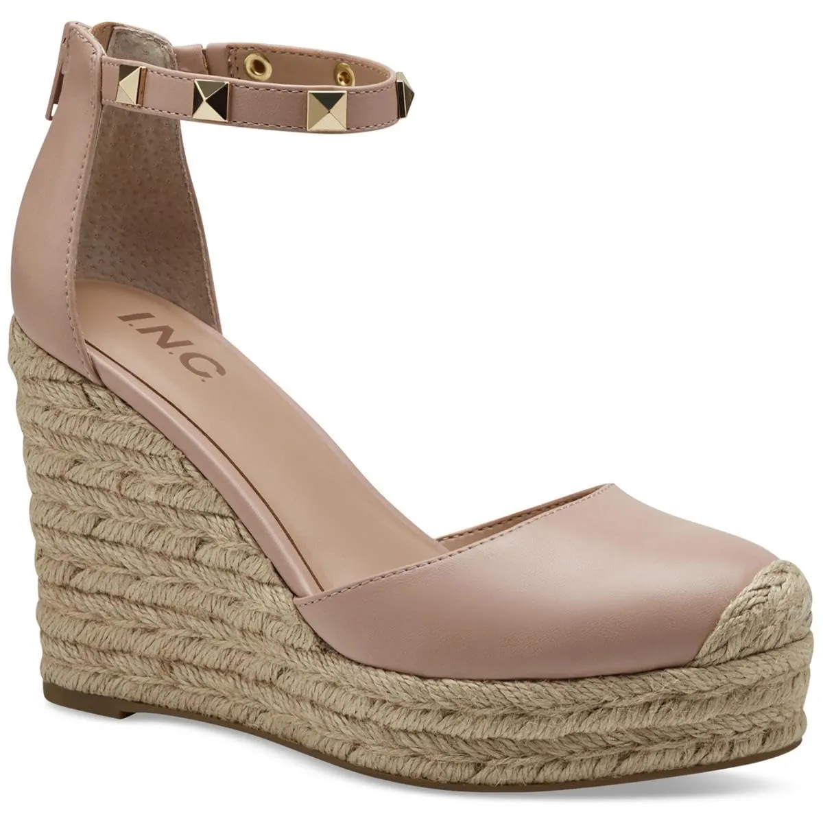 Cufflinks Inc. Women's Masin Studded Ankle Wedge Heels Medium - Blush Smooth, 10