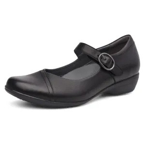 Dansko Fawna Mary Jane for Women - Cute, Comfortable Shoes with Arch Support - Versatile Casual to Dressy Footwear with Buckle Strap - Lightweight Rubber Outsole Black Milled Nappa 8.5-9 M US