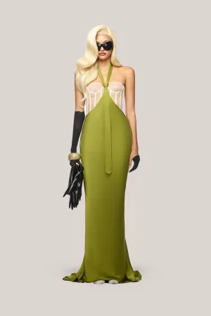 DAS LA VIE • Ramirez Mermaid Corset Mesh Silk Floor Length Dress