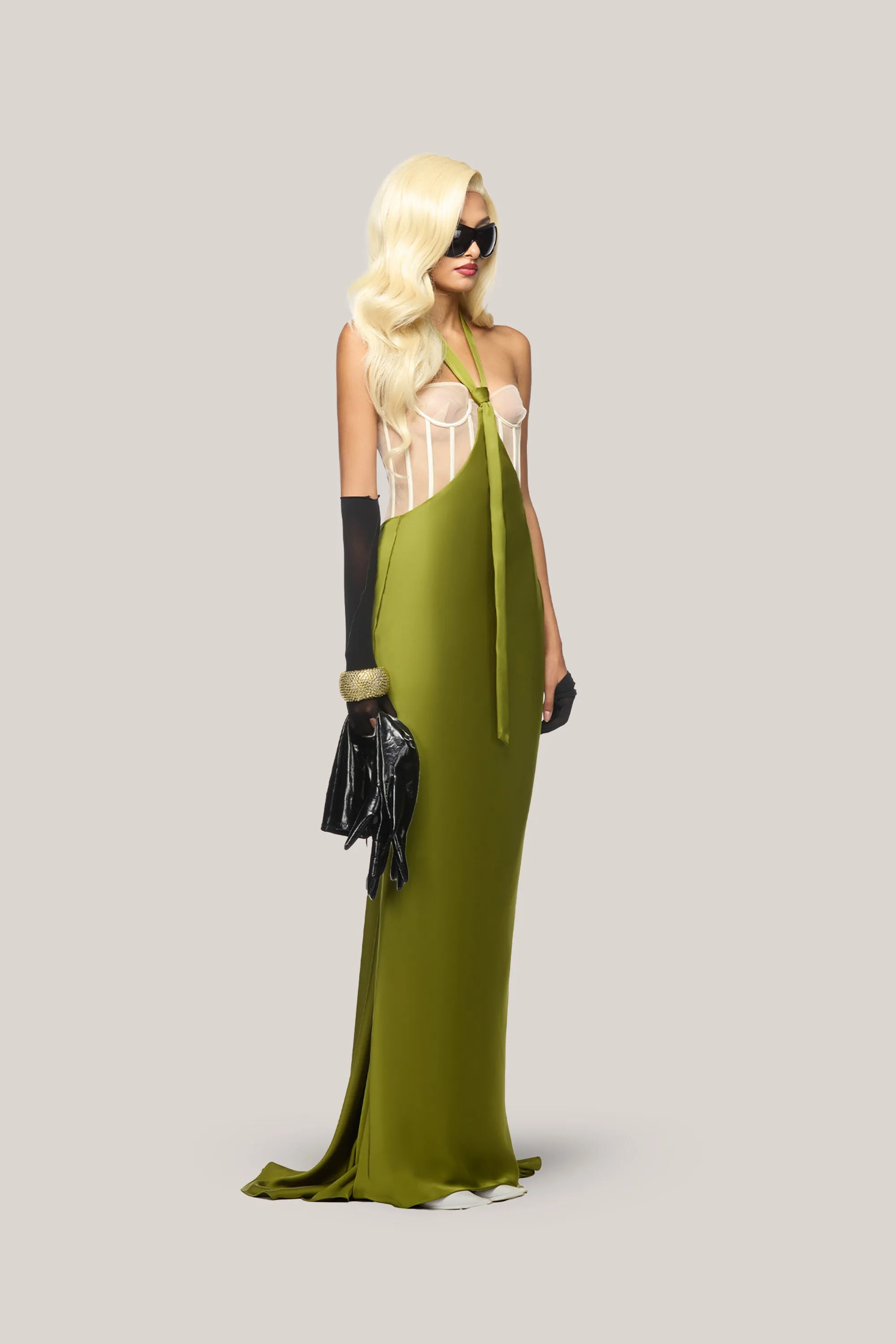 DAS LA VIE • Ramirez Mermaid Corset Mesh Silk Floor Length Dress