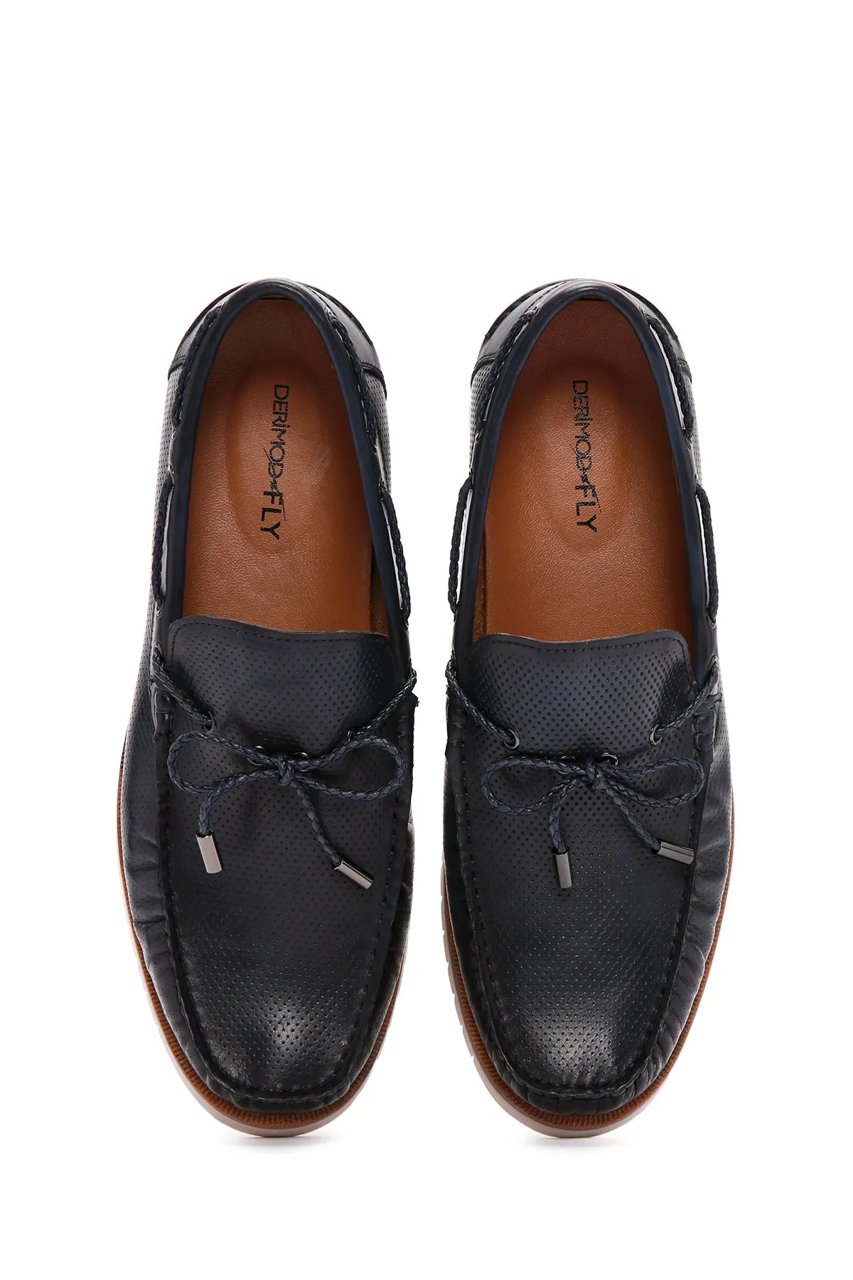 Derimod Fly Erkek Lacivert Deri Casual Loafer