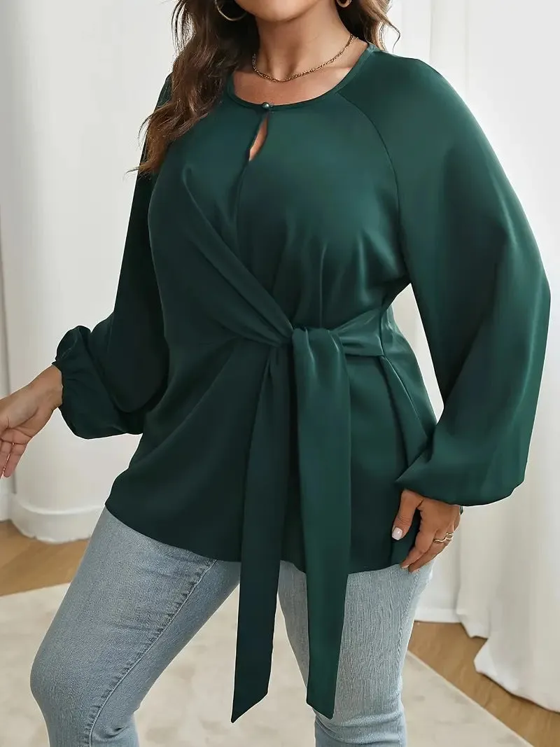 Elegant Lace Long Sleeve Lace-Up Shirt for Effortless Sophistication