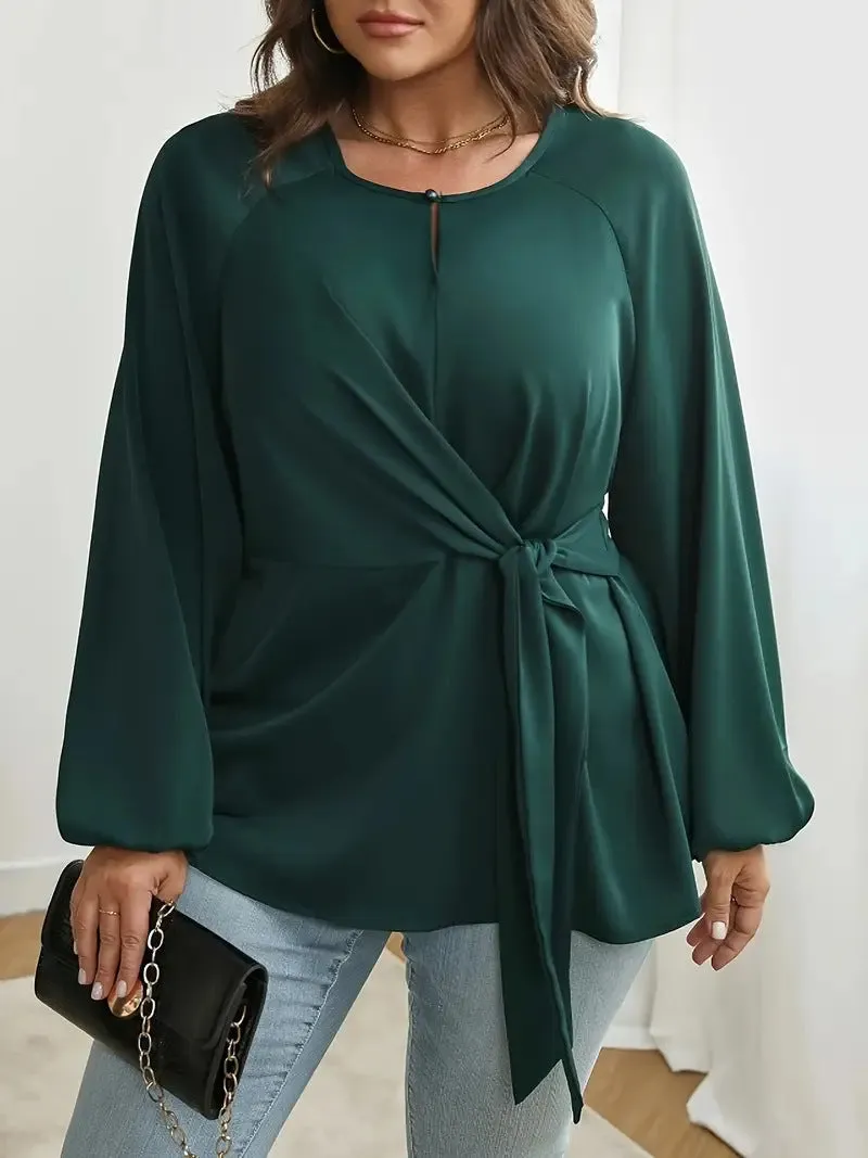 Elegant Lace Long Sleeve Lace-Up Shirt for Effortless Sophistication