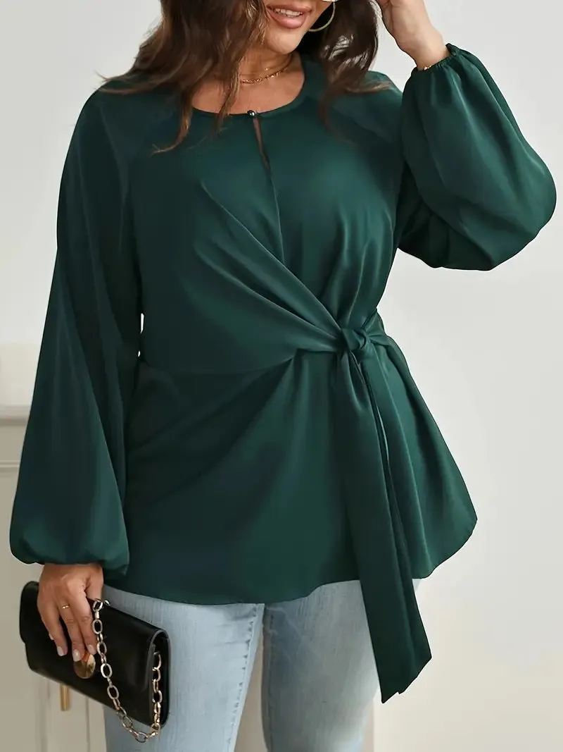 Elegant Lace Long Sleeve Lace-Up Shirt for Effortless Sophistication