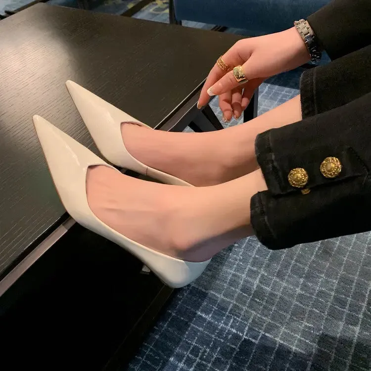Elegant Patent Sheepskin Heels