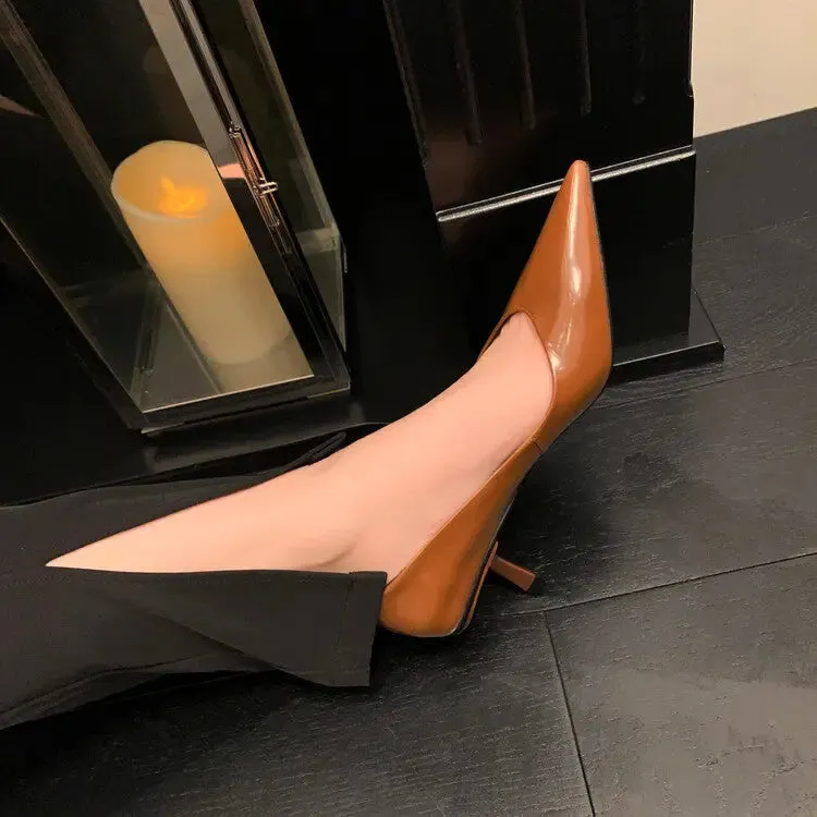 Elegant Patent Sheepskin Heels