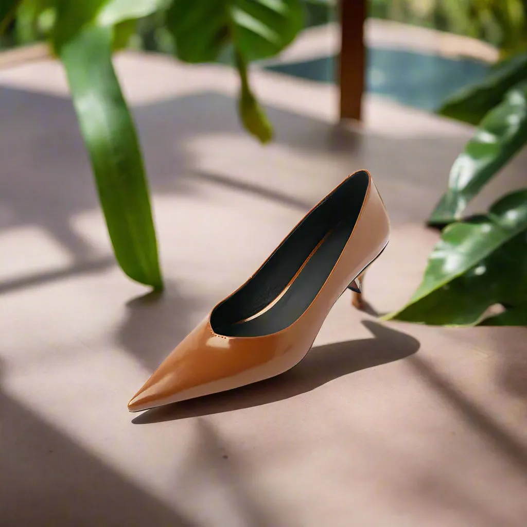 Elegant Patent Sheepskin Heels