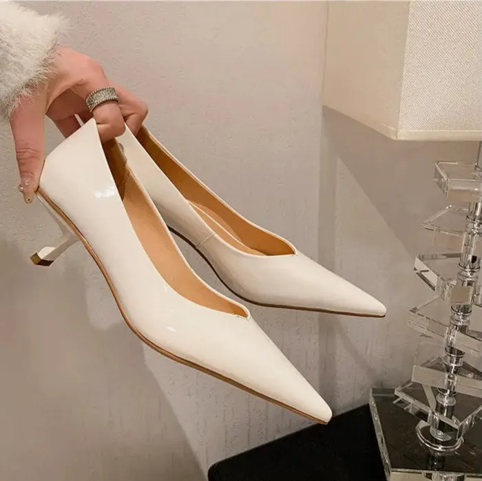 Elegant Patent Sheepskin Heels