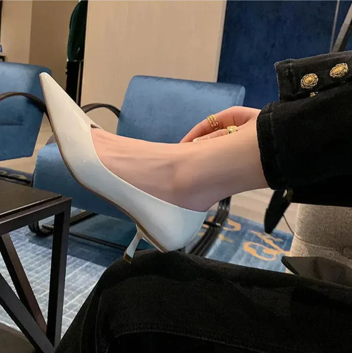 Elegant Patent Sheepskin Heels