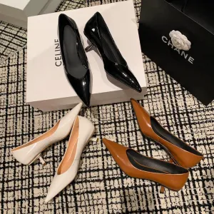 Elegant Patent Sheepskin Heels