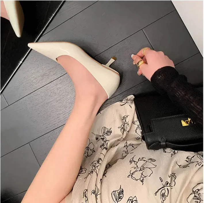 Elegant Patent Sheepskin Heels