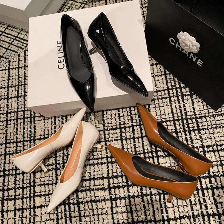 Elegant Patent Sheepskin Heels