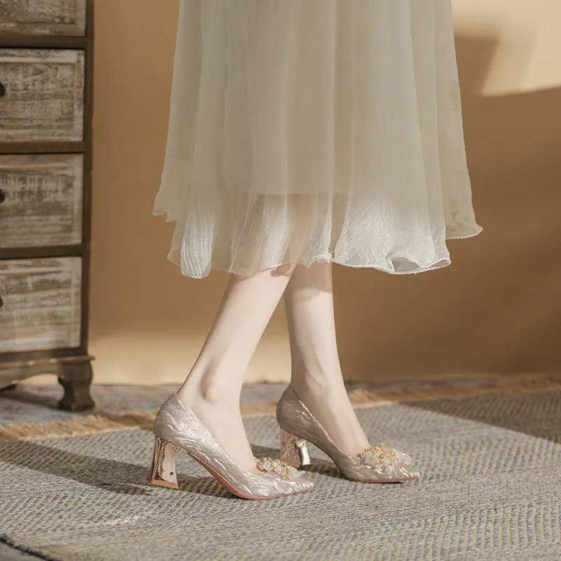 Elegant Pointed Toe Thick Heels