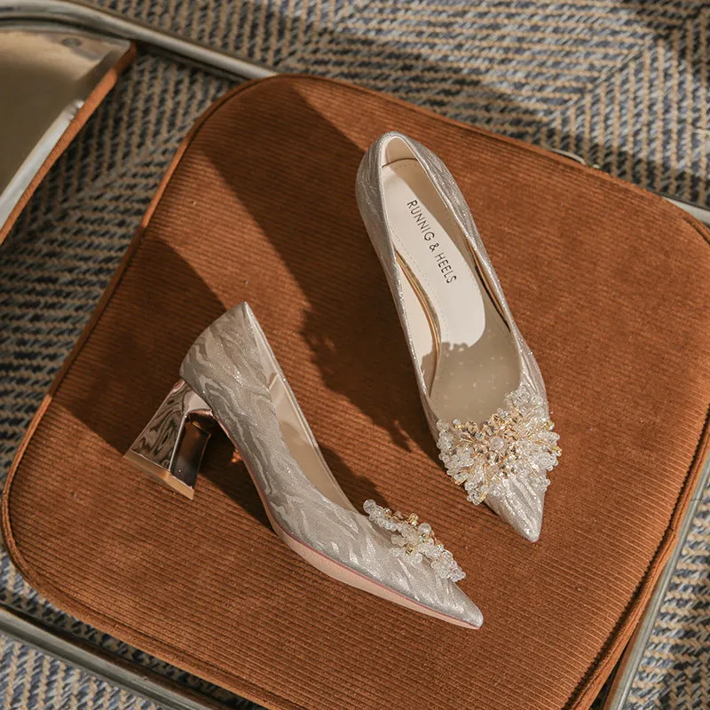 Elegant Pointed Toe Thick Heels