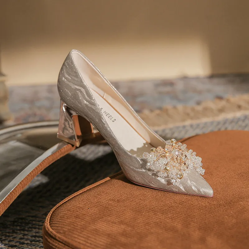 Elegant Pointed Toe Thick Heels