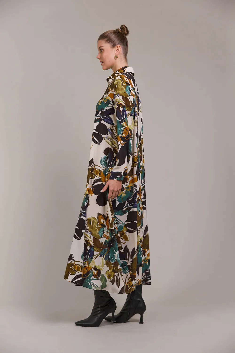 Elsie Shirt Dress  - Botanical Tusk