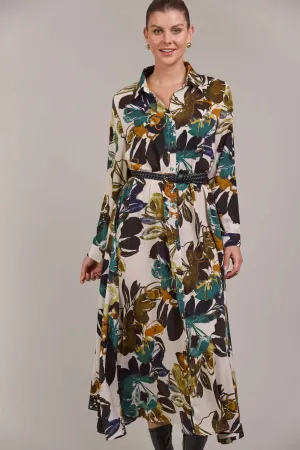 Elsie Shirt Dress  - Botanical Tusk