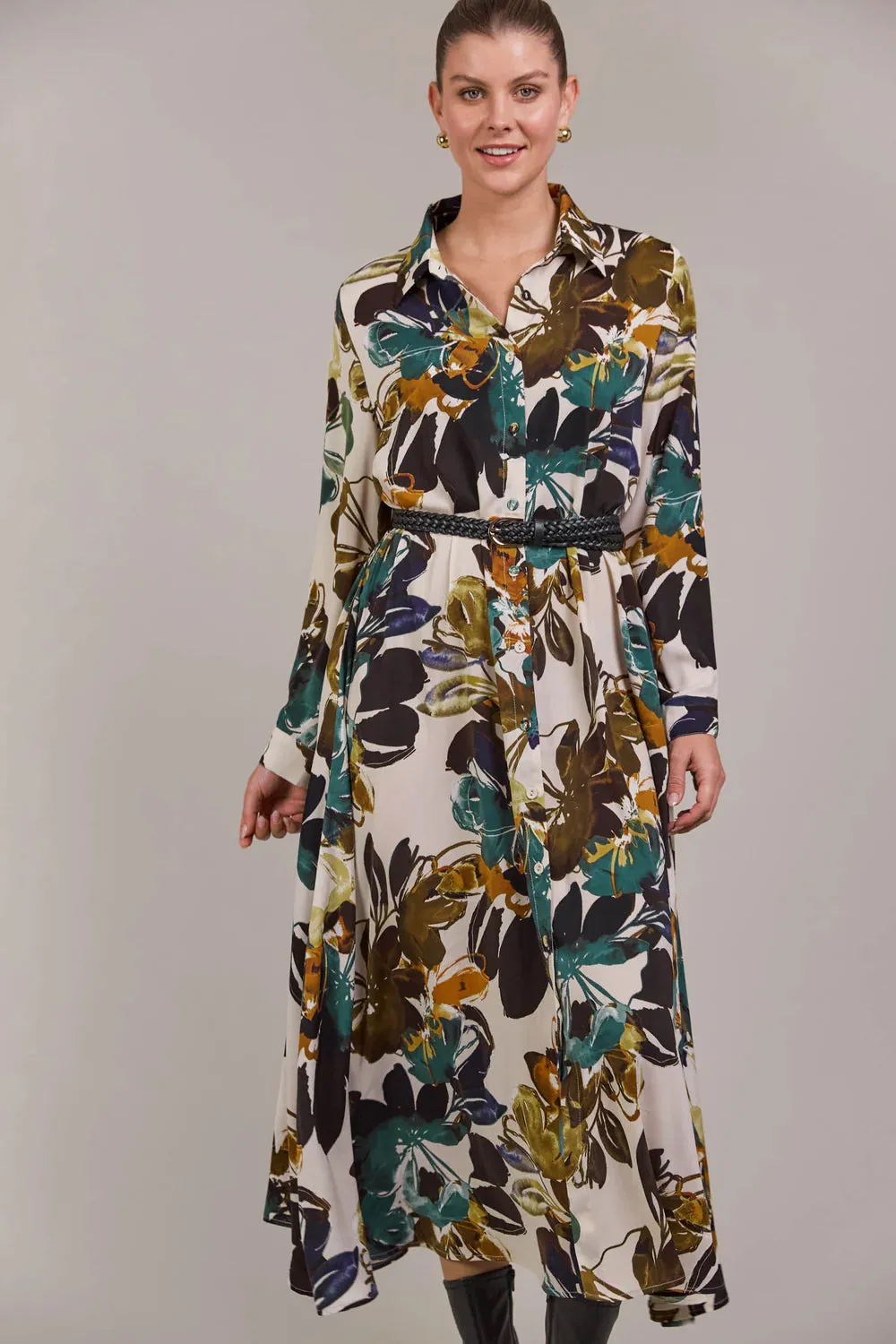 Elsie Shirt Dress  - Botanical Tusk