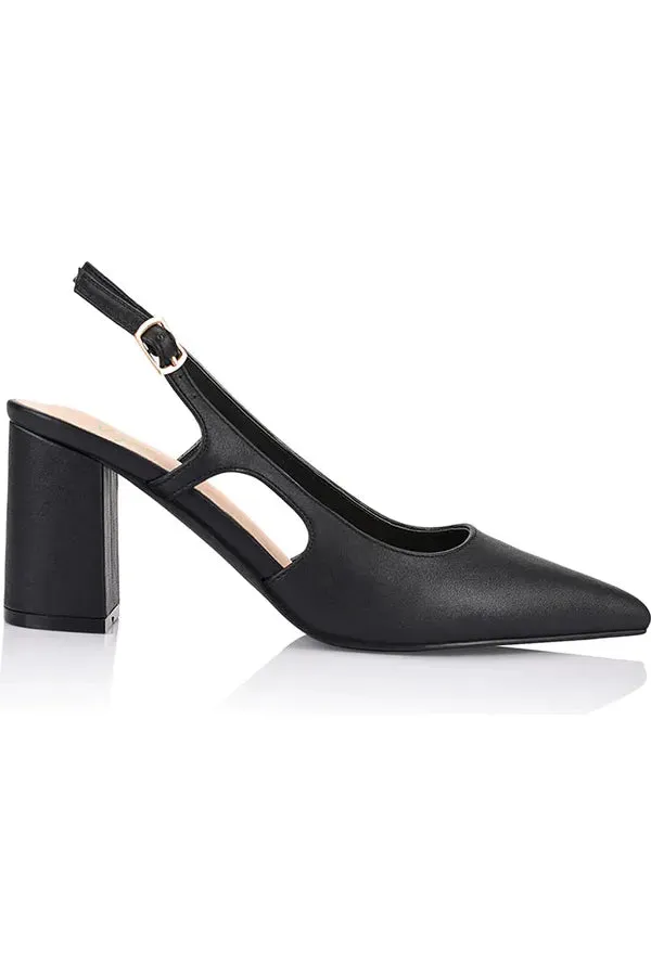Elton Slingback Block Heel Black