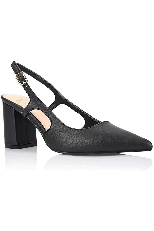 Elton Slingback Block Heel Black