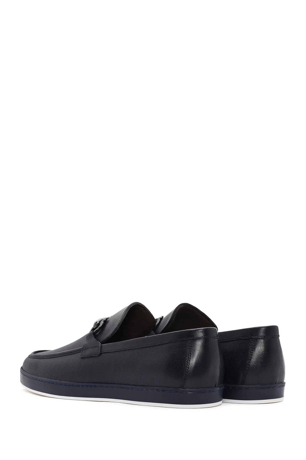 Erkek Lacivert Deri Casual Loafer