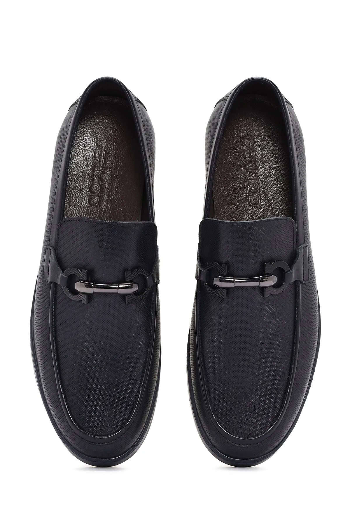 Erkek Lacivert Deri Casual Loafer