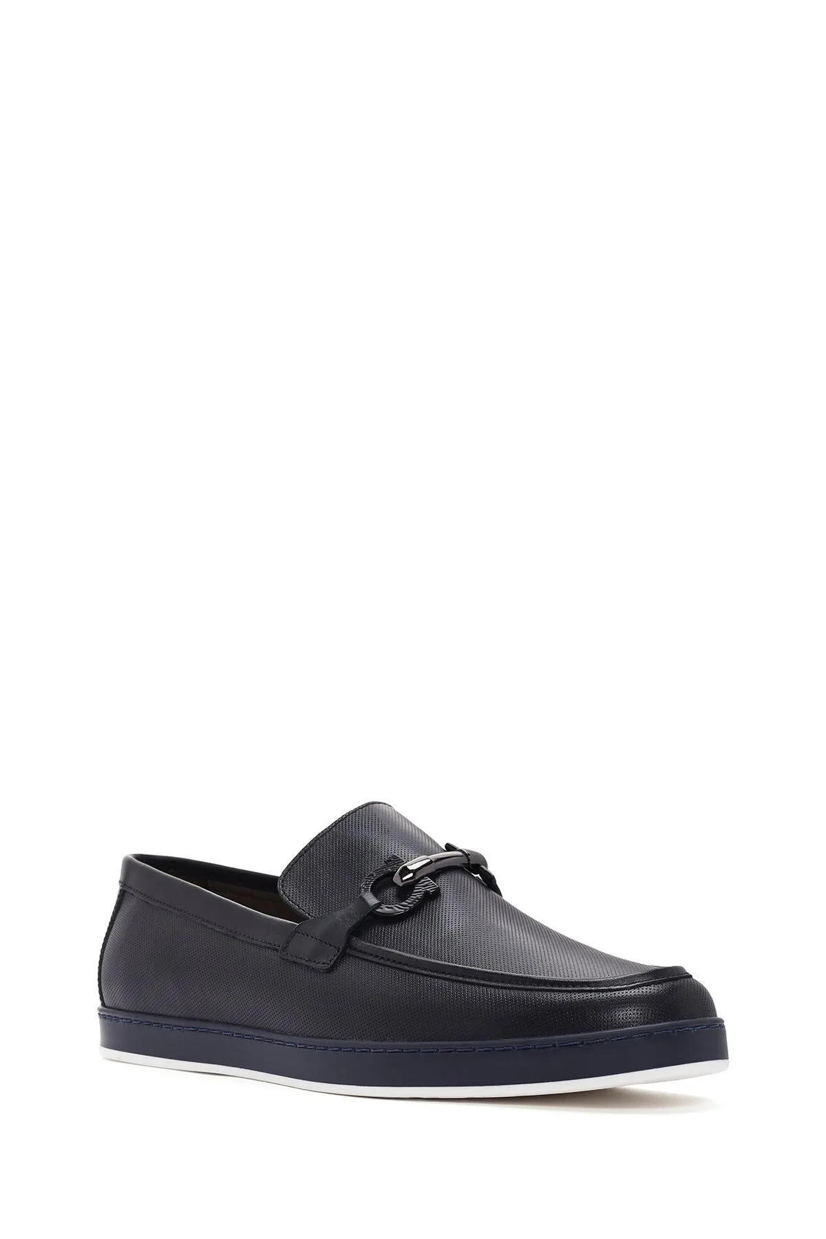 Erkek Lacivert Deri Casual Loafer