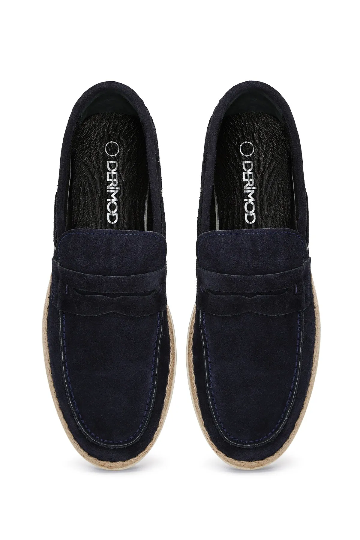 Erkek Lacivert Süet Deri Casual Loafer