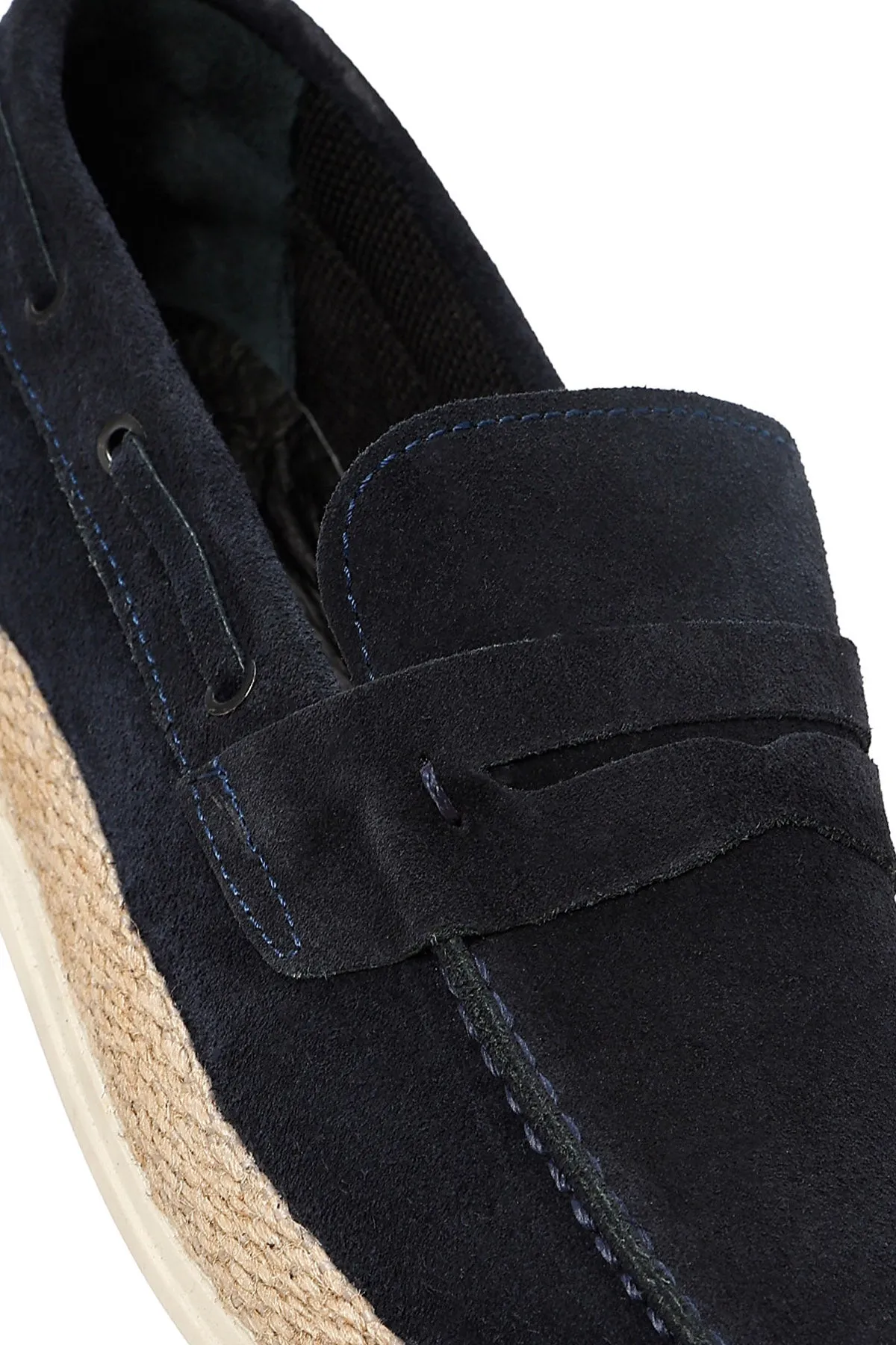 Erkek Lacivert Süet Deri Casual Loafer