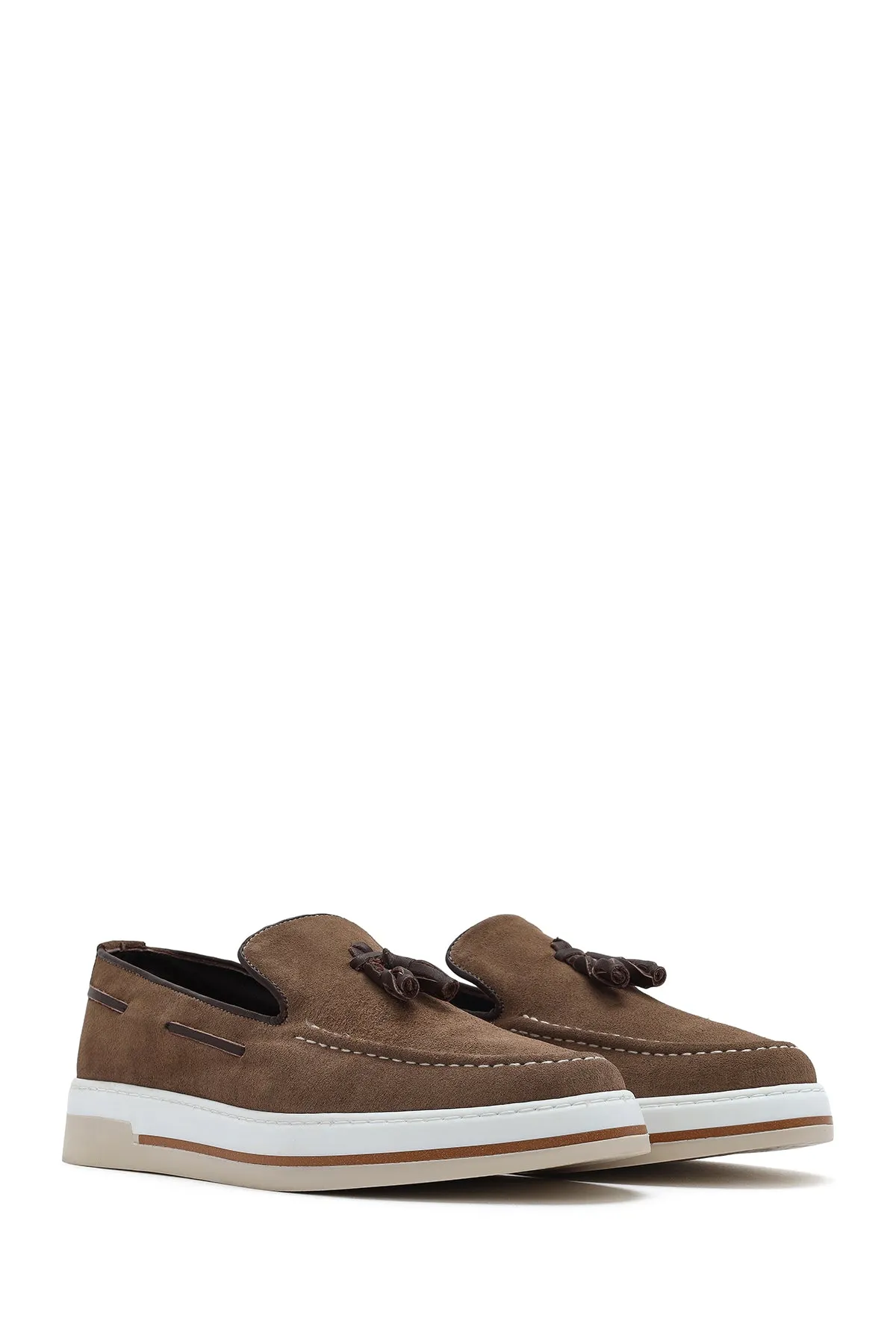 Erkek Vizon Süet Deri Casual Loafer