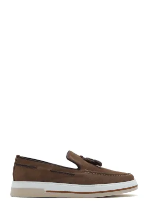 Erkek Vizon Süet Deri Casual Loafer