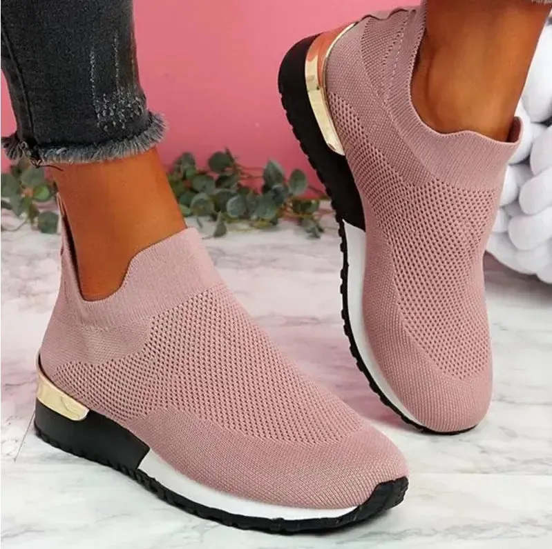 Fashion Platform Women's Sport Shoes  Casual Breathable Outdoor Running Shoes Slip-on Vulcanize Sneakers