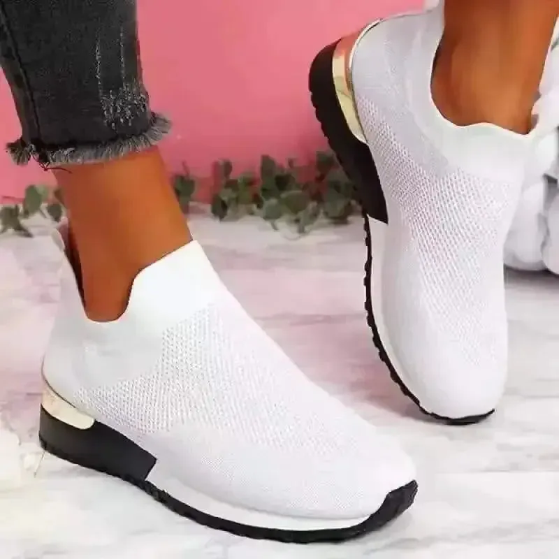 Fashion Platform Women's Sport Shoes  Casual Breathable Outdoor Running Shoes Slip-on Vulcanize Sneakers
