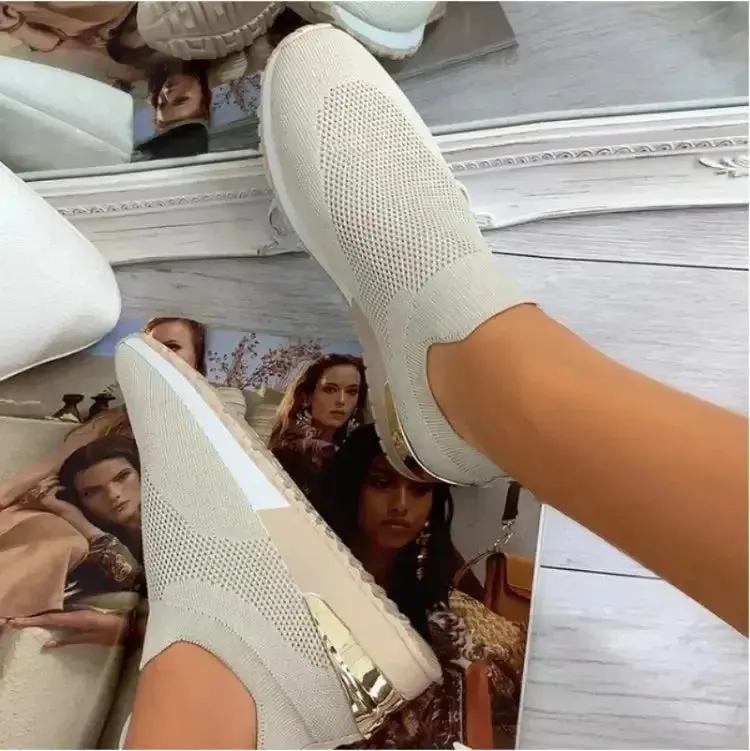 Fashion Platform Women's Sport Shoes  Casual Breathable Outdoor Running Shoes Slip-on Vulcanize Sneakers