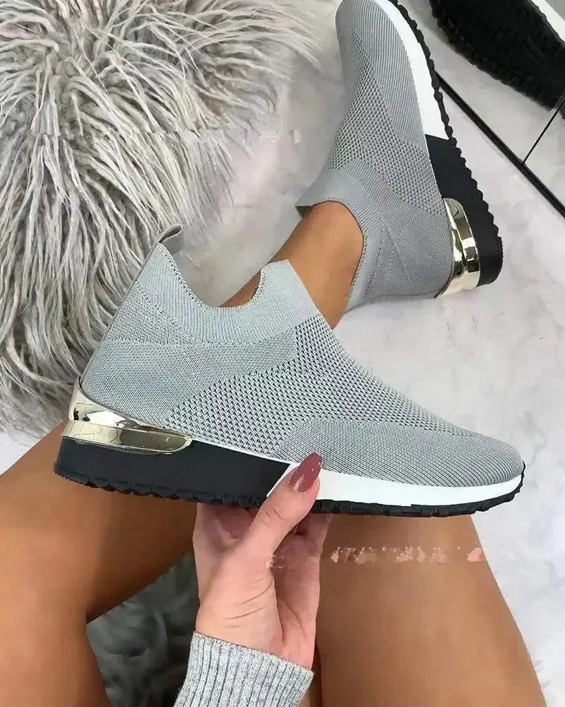 Fashion Platform Women's Sport Shoes  Casual Breathable Outdoor Running Shoes Slip-on Vulcanize Sneakers
