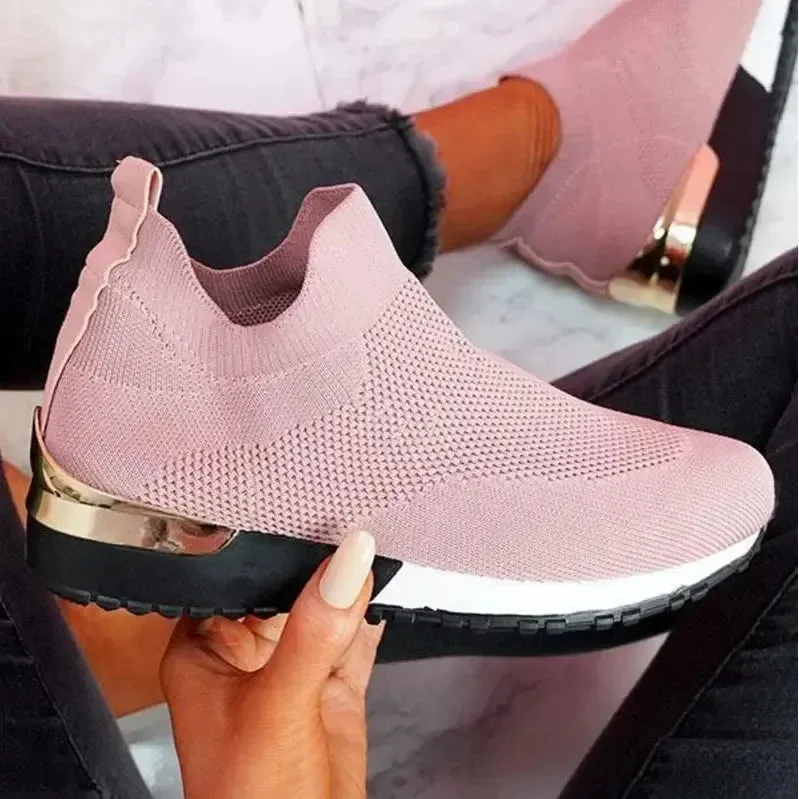 Fashion Platform Women's Sport Shoes  Casual Breathable Outdoor Running Shoes Slip-on Vulcanize Sneakers