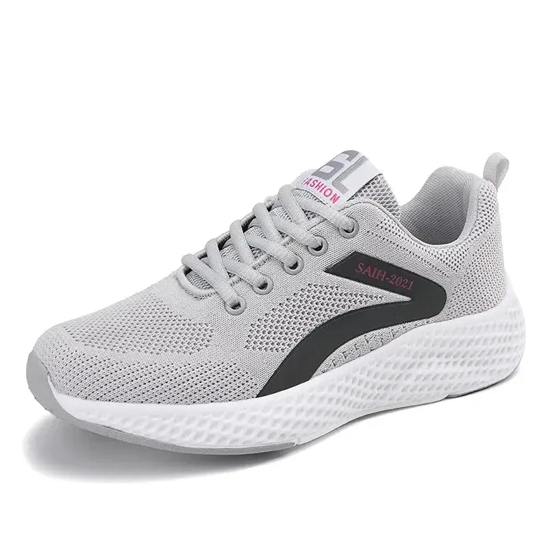 Fashion Reflective Design Athletics Running Shoes Women Breathable Soft Casual Sneakers Ladies Non-slip Comfortable Jogging Shoes