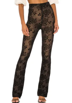Floral Mesh High-Waist Sheer Pants for Chic Casual Looks