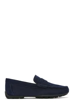 Geox Erkek Lacivert Kosmopolis   Grip Süet Deri Casual Loafer