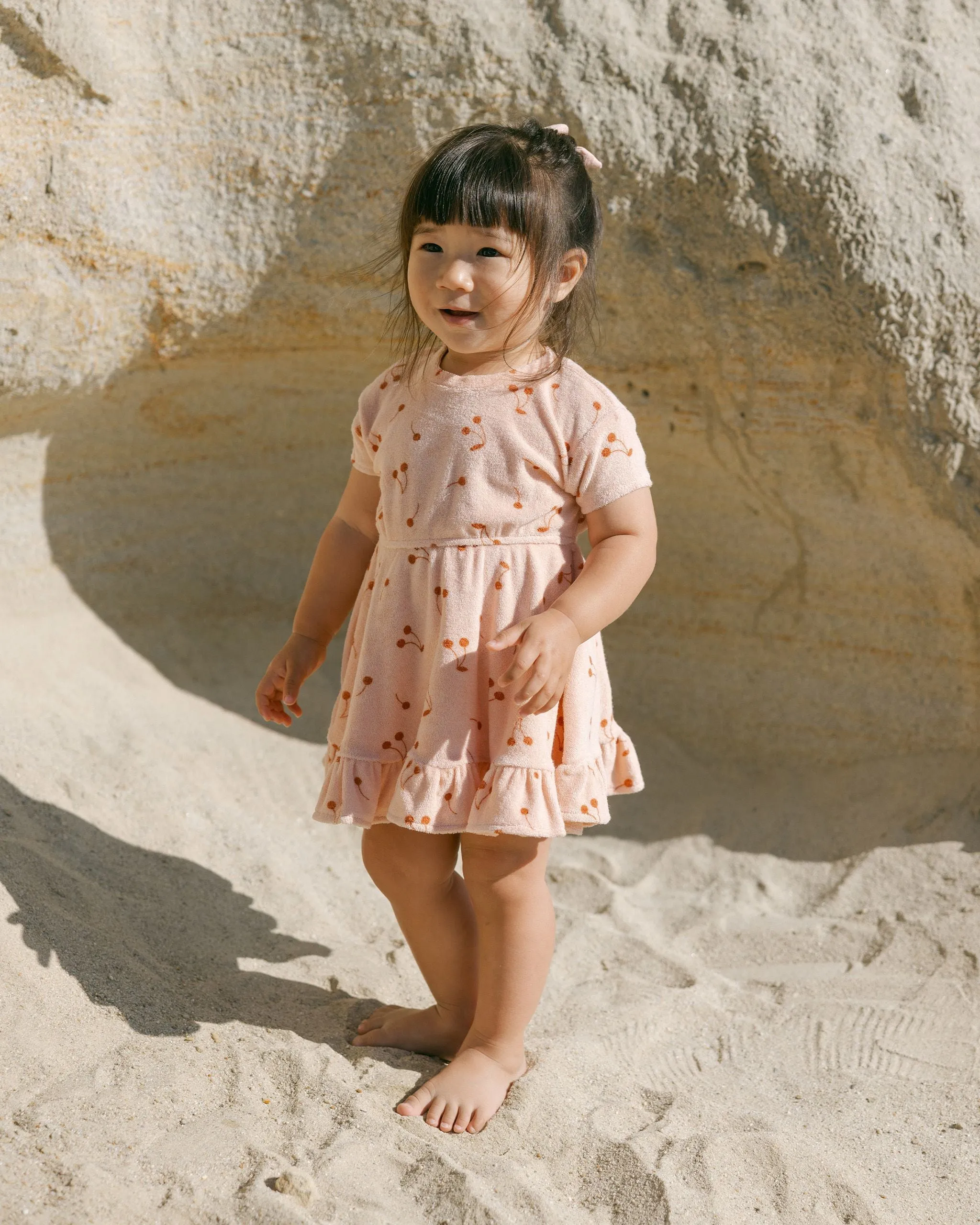Girls Dresses| Terry Dress- Cherries | Quincy Mae