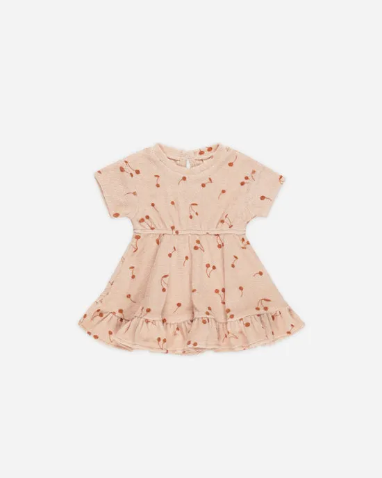 Girls Dresses| Terry Dress- Cherries | Quincy Mae