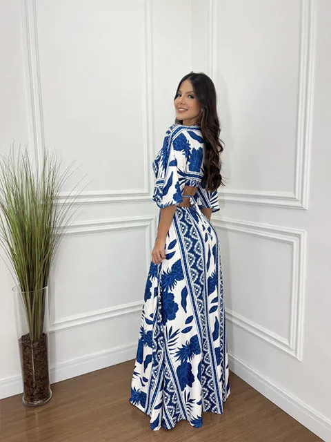 Graceful Color Block Bat Sleeves Lace-Up Maxi Dress for a Chic and Elegant Look