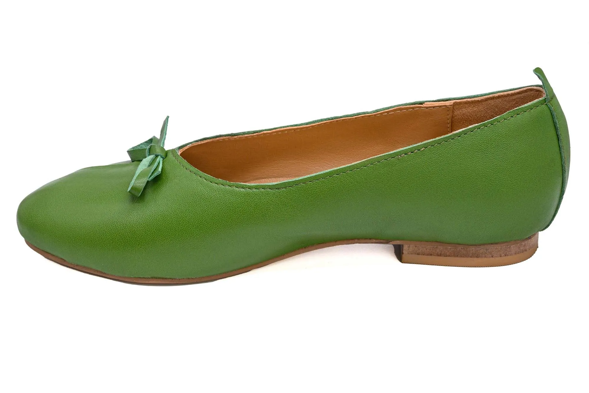 Green Leather Loafer With Lace