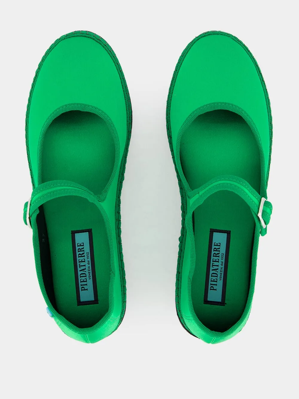 Green Mary Jane Satin Flats